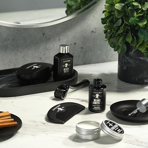 Beard Grooming Kit - Includes Beard Oil, Beard Balm, Beard Wash, Comb, Brush & more? Mens Gifts for Him, Boyfriend, Husband, Dad - Sandalwood Beard Kit