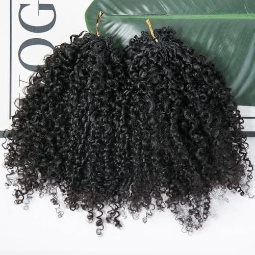 Afro Kinky Curly Feather Crochet Braid Human Hair Extensions Knotless Pre-Separated Crochet Hair Extensions Human Hair Natural Color 18inch 120g