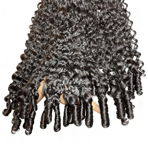 Burmese Curly Bundles Human Hair 16 Inch Water Wave 100% Unprocessed Brazilian Virgin Hair Quick Weave Hair 3C4A Deep Curly human hair wet and wavy bundles for Women Natural Black