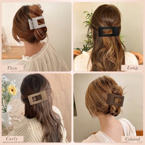 Obeoby 8 PCS Flat Hair Clips for Women, Medium Lay Flat Claw Clips for Thick Thin Hair French Hair Accessories Barrettes