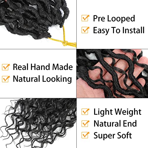 Col Bling Goddess Locs Crochet Hair for Black Women 14 Inch, 8 Packs Faux Locs Crochet Hair, Boho Style River Locs Hair with Curly Ends (14Inch, 1B, 8Packs)
