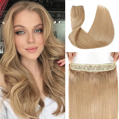 Tinashe Wire Hair Extensions Real Human Hair Straight Hair Extensions 18inch 90g Dark Blonde Invisible Wire Fish Line Hair Extensions Straight Human Hair Extensions