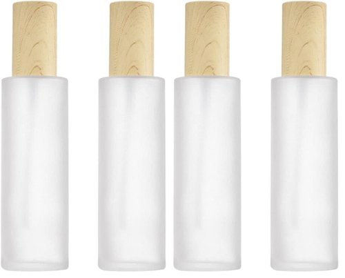SYBL 2Pcs 120ml 4oz Empty Refillable Frosted Glass Cosmetic Cream Lotion Bottle Pump Bottles Container Vial Jar Pot With Plastic Lid For Emulsion Essence Liquid (Pack of 2)