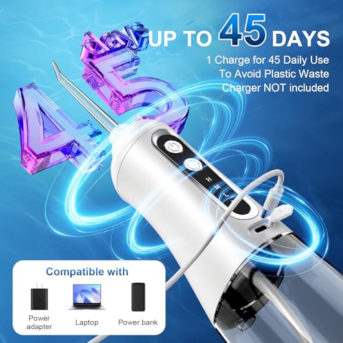 Water Flosser for Teeth Cleaning Pick: Portable Cordless Oral Irrigator350ML, 4 Modes 4 nozzles,IPX7 Waterproof Rechargeable Design ? Perfect for Travel and Daily Deep Cleaning Gum Care at Home