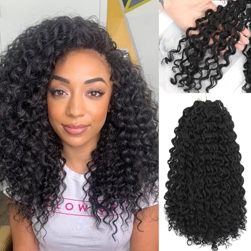 Full Head Crochet Hair for Black Women Human Hair Soft Feeling, Short Gogo Curl Protein Silk 80 Strands, Deep Curly Innovative 4-in-1 Strand Design Hypoallergenic Synthetic Fiber
