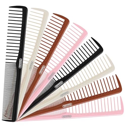 Combs Set, Classic Hair Comb, Fine and Wide Teeth, For Hairdressing, Grooming, Detangling, Sectioning, Teasing, For Women and Men, 7 Inches, 4 Colors and 8 Pieces