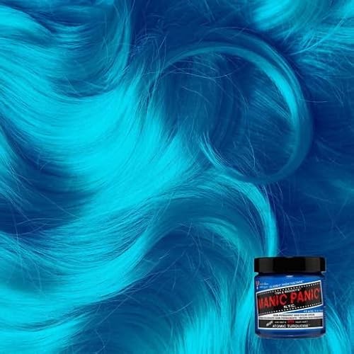 MANIC PANIC Classic Atomic Turquoise Semi Permanent Hair Color - Neon Aqua Blue Hair Dye for Women & Men That Lasts 4-6 Weeks - Vegan, Ammonia & Cruelty-Free - Create & Mix Custom Shades (8oz)
