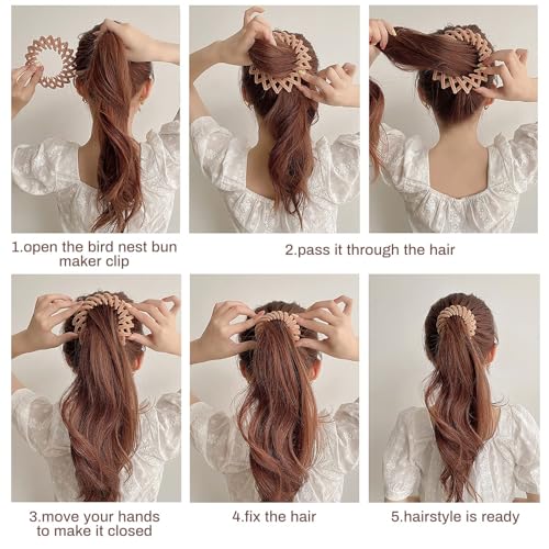 Sizobi Bird Nest Magic Hair Clip, Hair Accessories for Women,Hair Ties Bun Maker Scrunchies for Thick Thin Hair,Hair Clips for Women,Ponytail Holders