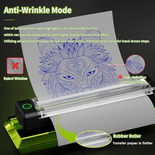 Tattoo Printer Kit - Tattoo Stencil Printer Machine with 6 Strokes 2.5-4.8mm Tattoo Gun, 1600mAh Power Supply, 20Pcs Tattoo Cartridge Needles for Beginners and Artists