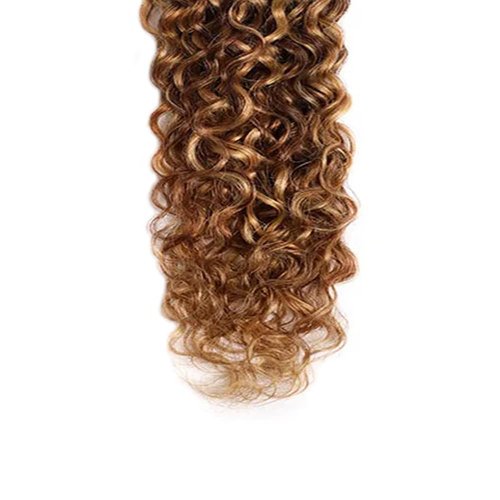 Ombre Curly Bundles Human Hair 4/27 Human Hair Bundles Highlight Honey Brown Bundle 14 14 14 Inch Salon Quality Double Weft Brazilian Virgin Remy Hair Extensions Deals