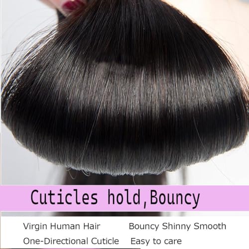12A Brazilian Straight Bundles Human Hair 18 20 22 Inch, 100% Unprocessed Virgin Human Hair Bundles Straight, Sew In Hair Extensions Quick Weave 3 Glossy Hair Bundles, 300g/Pack Natural Black Color