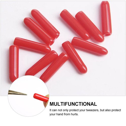Lurrose Silicone Caps for Tweezers 100Pcs Protective Tip Guards Lash Extensions Cover Rubber Tweezer Tip Cap for Beauty Tools