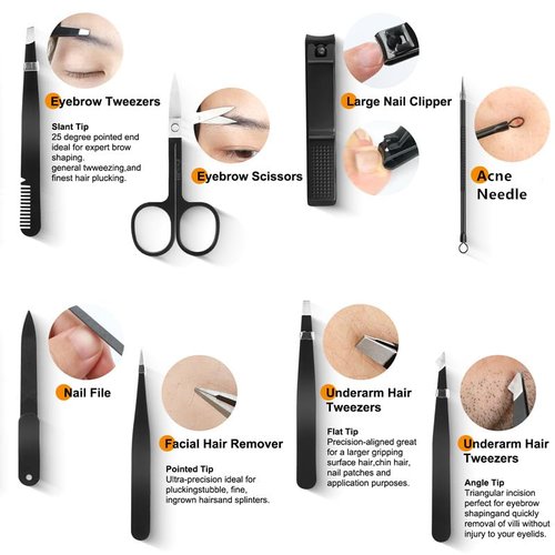 Tweezers Set,Precision Tweezers for Eyeborw Facial Hair Ingrown Hair Splinter Removal,Tweezers and Nail Clippers Set,Travel Nail Clippers Kit with Tweezer Manicure Tool, Grooming Kit Gifts for Men