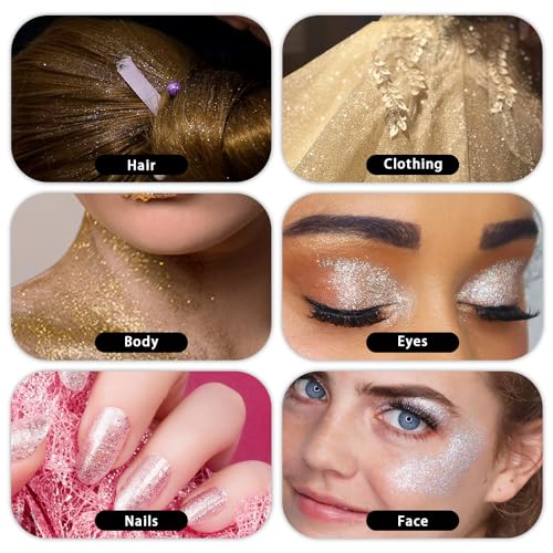 Hair and Body Glitter Spray, Holographic Glitter Highlighter Powder, Face Body Clothes Shiny Glitter, Loose Shimmer Hairspray Festival Rave Prom Accessories, 10g (03# Pink)