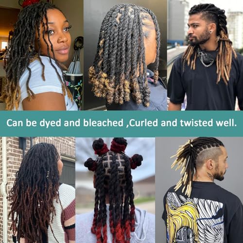 Viovian 0.6cm Dread Extensions Human Hair 14 Inch 60 Strands Ombre Loc Human Hair Dreadlock Extensions for Men Human Dreads Extensions Color 1b/27
