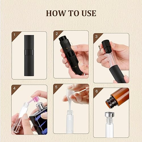 LISAPACK 8ml Perfume Atomizer Spray Bottle, 1pcs Travel Cologne Sprayer Refillable, Empty Mini Portable Perfume Dispenser (Gold)