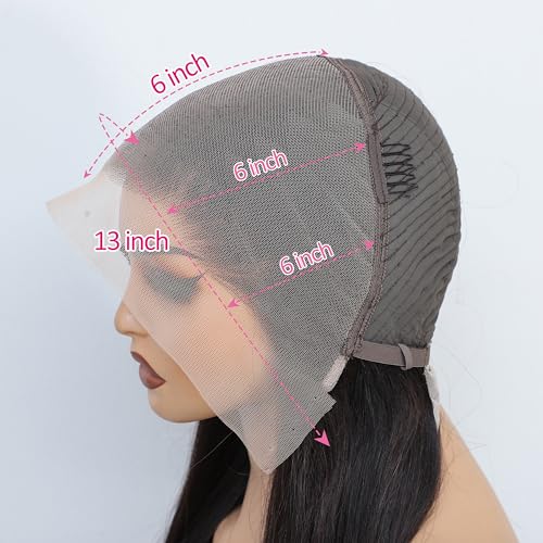 NEWMI 13x6 Lace Front Wigs Human Hair 200 Density Pre Plucked HD Transparent Lace Frontal Human Hair Wigs for Women Glueless Natural Black Straight Wig 26 inch