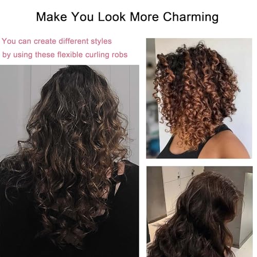 36Pcs Flexible Hair Rollers and Curlers Set - 7" 0.63" & 0.47" Bendable Soft Foam Rods for Heatless Curling Short & Long Hair