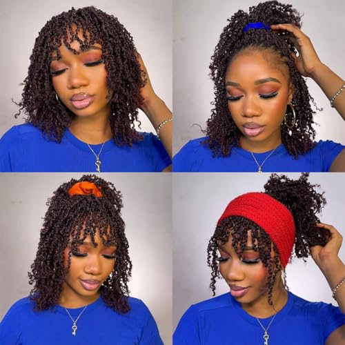 Toyotress Yanky Twist Crochet Hair - 8 Inch 8 Packs (30 Strands/Pcs) Fluffy Spring Mini Twist Passion Twist, Wine Red Pre-Looped Crochet Braids Braiding Hair (8 Inch, 99J-8P)