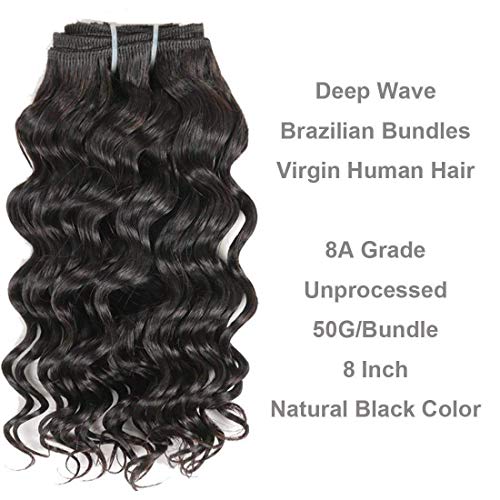 Brazilian Body Wave/Water Wave/Deep Wave/Funmi/Human Hair Bundles Unprocessed Human Hair Natural Black(Deep Wave, 14" 4 Bundles)