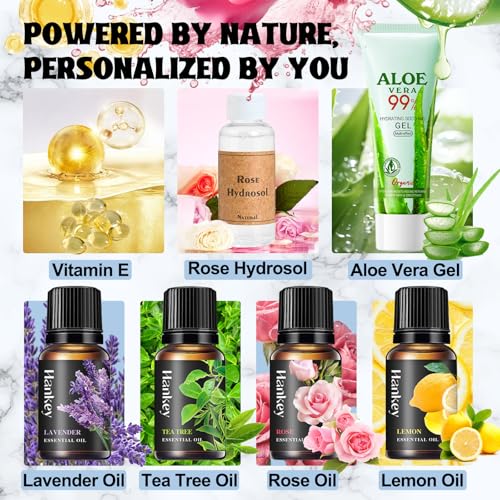 Jcoos Diy Face Mask Maker, Make Your Own Clay Mask for Face & Sheet Mask, Oil Control - Hydration Facemask Skincare, Face Mask Applicator, Mixing Bowl Set, Volcanic Ash, Essential Oils, Rose Hydrosol