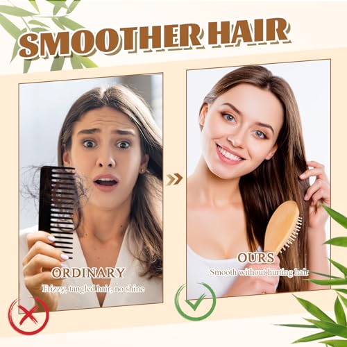 Weysat 12 Pcs Bamboo Hair Brushes Bulk Natural Wooden Paddle Brush Lightweight Massage Scalp Hair Combs Bamboo Detangling Hairbrush for Women Men for All Hair Types, Anti Static
