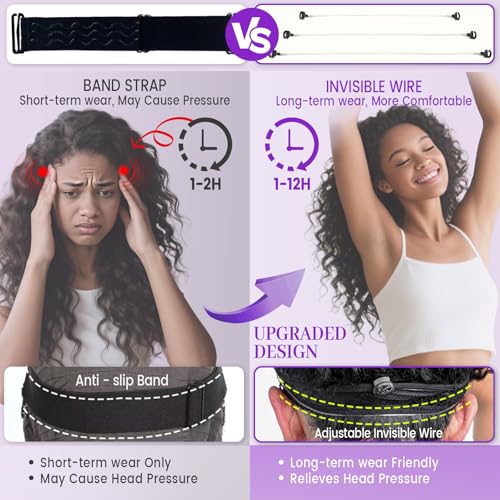 Half Wig Human Hair Glueless Wig Upgrade 4 IN 1 kinky Curly Half Wig with Invisible Wire Snap Clips Drawstring Flip Over Easy Wear Headband Wig Beginner Friendly 200 Density 20 Inch