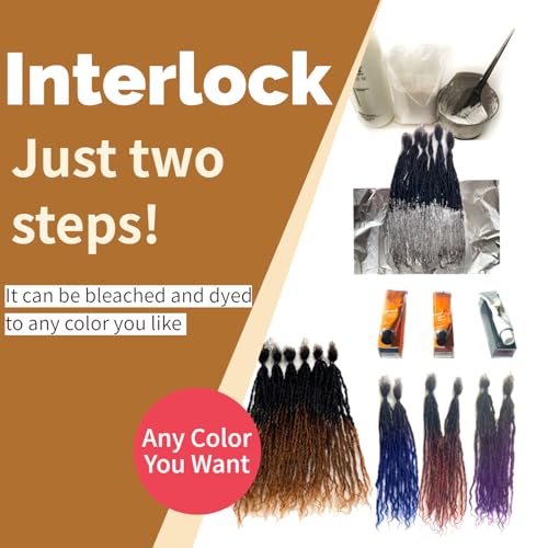 8-12 Inch Sister locs Human Hair Handmade Interlock Locs Curly Tips Sister Locs Real Human Hair Microlocs Extensions Permanent Dreadlock Extensions Natural Soft Looking (0.2cm,10 Inch-100 Strands)