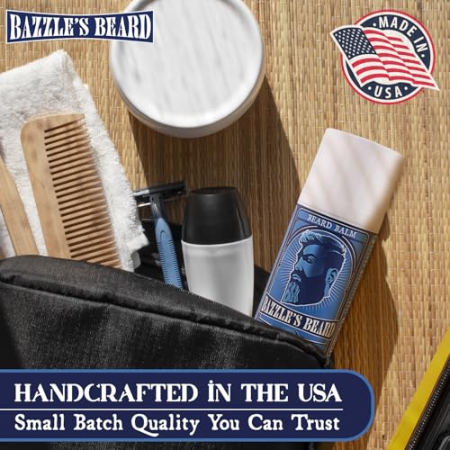 Bazzle's Beard Balm ? Gentle Hold & Soft Texture Beard Growth Kit for Men Infused with Shea, Jojoba & Biotin for Healthy Hair Growth & Hydration, Ideal Mustache Care Product for Nourishing Facial Hair