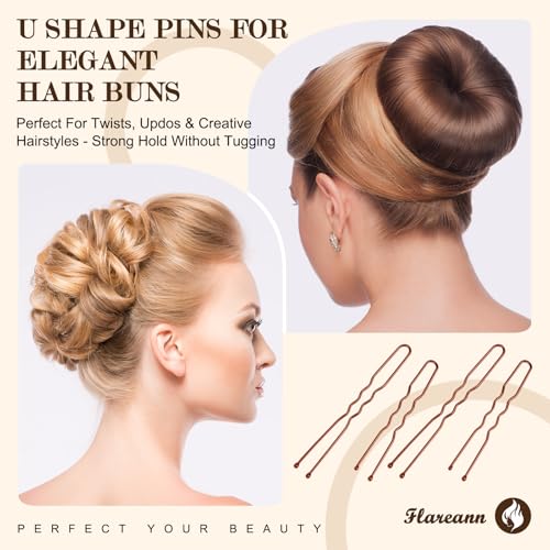 Bobby Pins Set Brown ? Hair Kit with U Shape Pins, Spiral Pin & Snap Clips, for Women & Girls, Ideal for Buns, Updos, Weddings & Parties