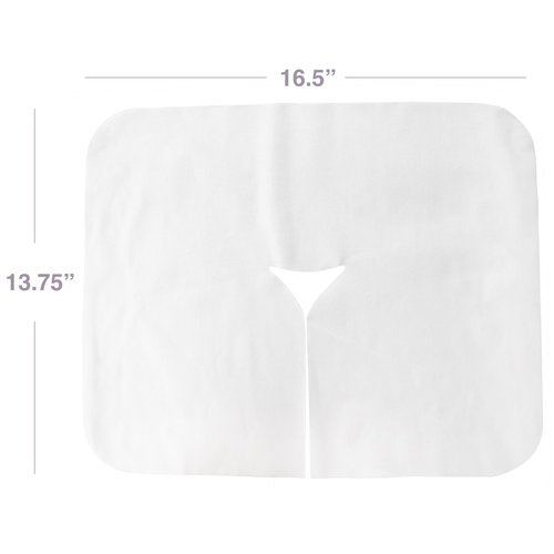 ForPro Massage Face Rest Covers, Ultra Soft, Hypoallergenic, Latex-Free, Disposable Headrest Covers, 16.5” L x 13.75” W, White, 100-Count
