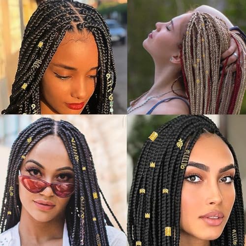 200 Pcs Hair Beads Jewelry, Dreadlock Jewelry for Hair Braids, Hair Accessories Gem Crystal Hair Charms, Metal Hair Coils Rings, Gold and Silver Hair Pendants, Braid Cuffs, Clips