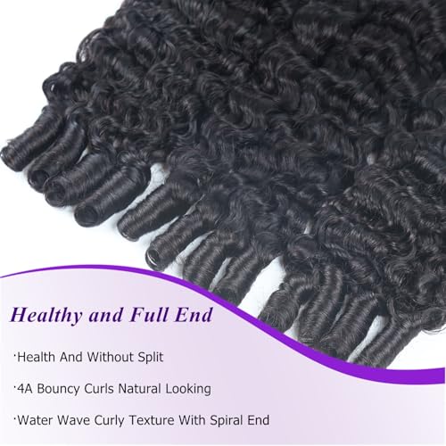 Burmese Curly Bundles Human Hair 20 22 24 Inches 3 Bundles 3C4A Water Wave Quick Weave with Spiral Curly End 100% Raw Human Hair Bundles Curly Hair Extensions for Women Natural Black