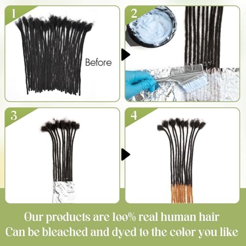 6Inch-18Inch Dreadlock Extensions Loc Extensions Human Hair for Men/Women 100% Real Human Hair (0.6CM Width-1B, 10 Inch-10 Strands)