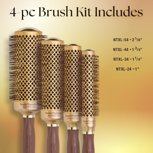 Olivia Garden NanoThermic Ceramic + Ion Speed XL Round Thermal Hair Brush - Not Electrical - Professional Blowout Brush for Normal to Thick Hair