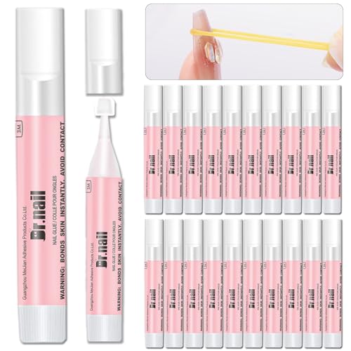 20 Pcs Nail Glue Set for Acrylic Press On Nails Tip Super Strong Glue for Fake Nails Professional Adhesive Super Bond Fast Drying Glues Long Lasting 0.07oz No Need for UV Lamp