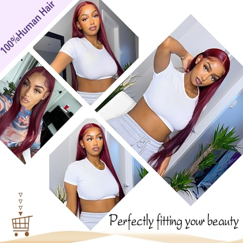 99j Straight Bundles with Closure Human Hair 12A Brazilian Raw Remy Human Hair Bundles and 4x4 HD Lace Closure Free Part Win Red Human Hair Bundles with Closure 20 22 24+20 Inch