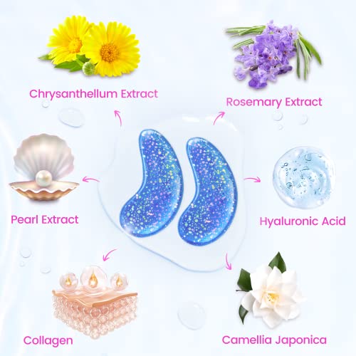 Under Eye Patches (24 Pairs) - Eye Gel Pads for Wrinkles, Puffy Eyes, Dark Circles, Eye Bags, Natural Collagen Eye Gels Pads, Under Eye Mask Patches for Refreshing, Revitalizing