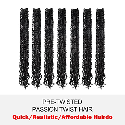 Long Passion Twist Hair 30 Inch Pre-twisted Crochet Hair Natural Black Pre-looped Synthetic Crochet Braids (8 Packs,1B)
