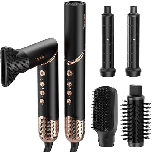 Auto Wrap Air Hair Styler & Dryer, 5 in 1 Multi Styling Hot Air Dryer Brush Curler for Hair, High Speed 110000 RPM Negative Lonic Frizz-Free, Fast Drying Curling Volumizing Straightening Magic Styler