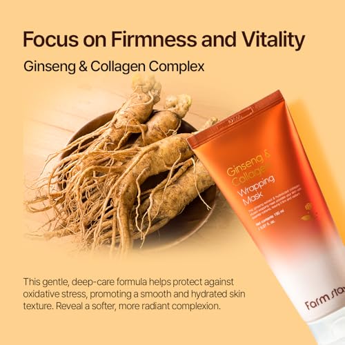 GINSENG & COLLAGEN WRAPPING MASK 5.07 fl.oz/150ml | collagen night wrapping mask, peel off face mask, Hydrolyzed Collagen, Glass skin, Glow skin, Hydrating & Moisturizing, korean skincare