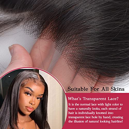 Ossilee 30 Inch Straight Lace Front Wigs Human Hair Pre Plucked 180% Density 13x4 HD Transparent Lace Frontal Wigs for Black Women Glueless 10A Brazilian Virgin Human Hair Wig Natrual Hairline