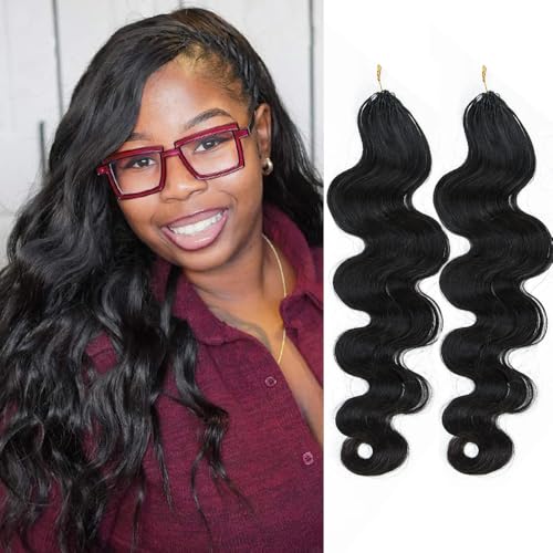 Body Wave Feather Crochet Human Hair Extensions Pre Looped Hair Extensions Body Wave Knotless Soft Pre-Separated Crochet Human Hair Natural Color 18inch 120g