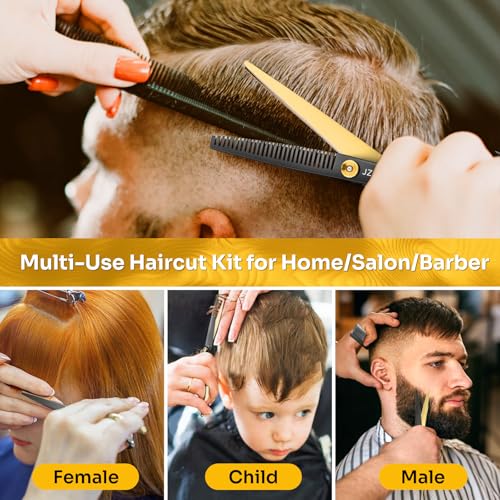 Hair Cutting Scissors Shears Kit, 6.7¡±Barber Shears, Professional Thinning Shears for Hair Cutting & Haircut Scissors for Barber/Salon/Home/Men/Women/Kids/Adults Shear Sets (Black)