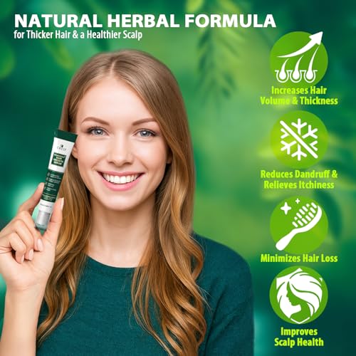 Hair Growth Serum Roll-On: Advanced Scalp Stimulator with 16 Botanical Extracts Veganic Natural Hair Growth Oil for Thicker Fuller Hair (2 Pack (2 * 20ml, Mint)