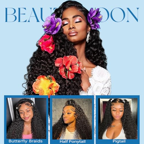 Burmese Curly Human Hair Bundles 100% Unprocessed Wet and Wavy 4 Bundles with Spiral End (16 18 20 22 Inch)14A Virgin Curly Hair Bundle Quick Weave Hair Extensions Real Human Hair Natural Black