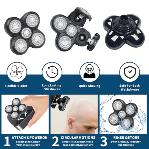 3 Pack Shaver Replacement Blades for Fre*bi*d Bald Men Replacement Blades,Shavers Head with 3 Cleaning Brush