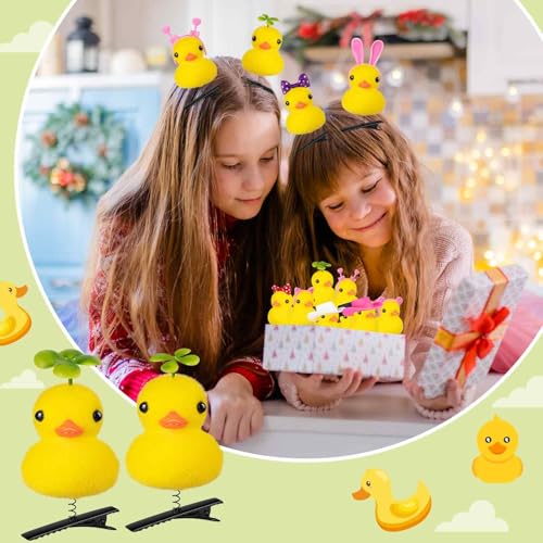 24 Pcs Duck Clips for Hair, Cute Festival Rave Sprouts, Yellow Hair Accessorie for School Home Party Props