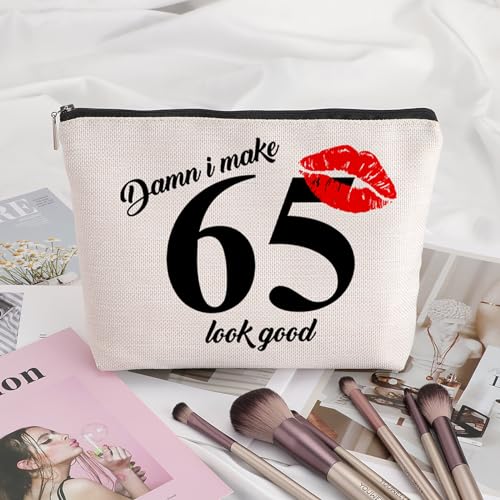 65th Birthday Gift for Women: Travel Makeup Bag - Cosmetic Bag for 65 Year Old Woman Turning 65