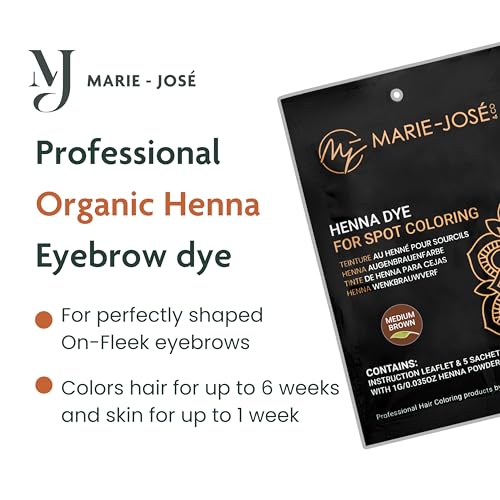Marie-Jos? & Co Henna Make-Up Coloring Set - Professional Henna Powder for Spot Coloring - Good for 50 Applications (Medium Brown)